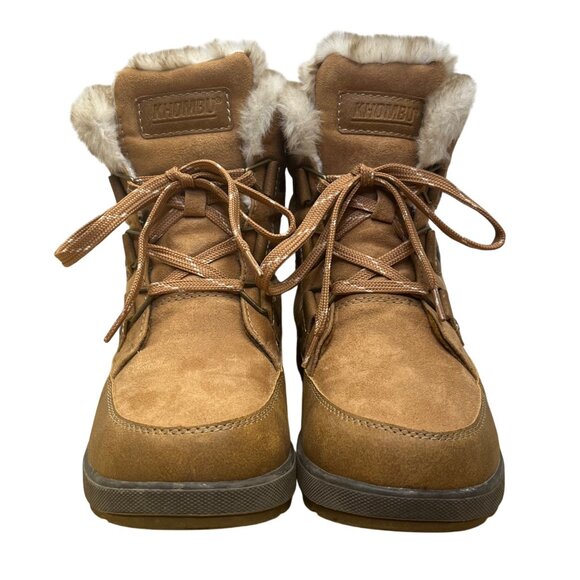 Khombu Women’s Brown Faux Fur Lace Up K Comfort Warm Winter Boots Size 6M - Picture 2 of 12